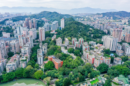 航拍福建福州城市森林步道福道