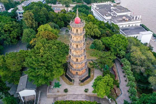 航拍福建福州罗星塔公园