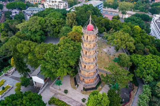 航拍福建福州罗星塔公园