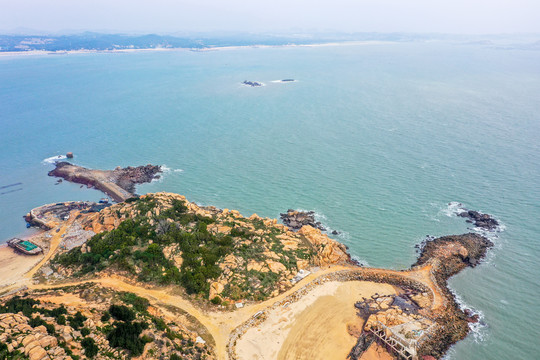 航拍福建福州平潭将军山老虎山