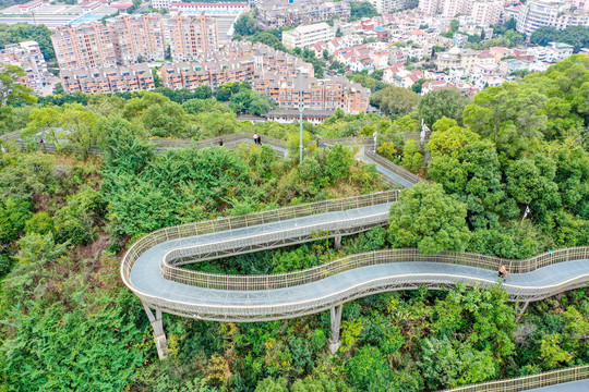 航拍福州城市森林步道福州福道