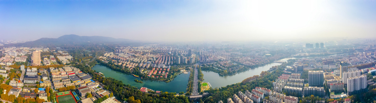 航拍江苏南京月牙湖公园