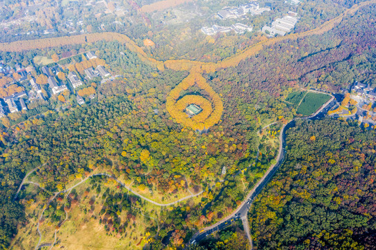 航拍南京钟山风景名胜区美龄宫