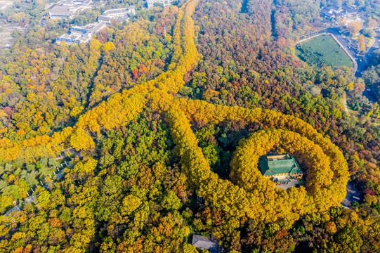 航拍南京钟山风景名胜区美龄宫