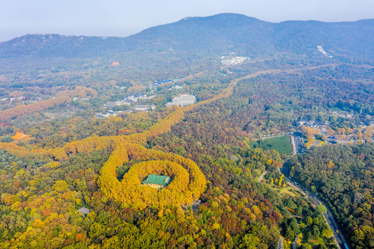 航拍南京钟山风景名胜区美龄宫