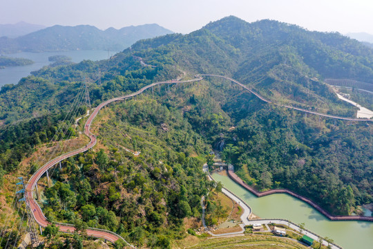 航拍珠海香山湖公园香山云道