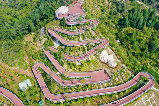 航拍珠海香山湖公园香山云道