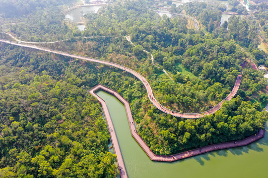 航拍珠海香山湖公园香山云道