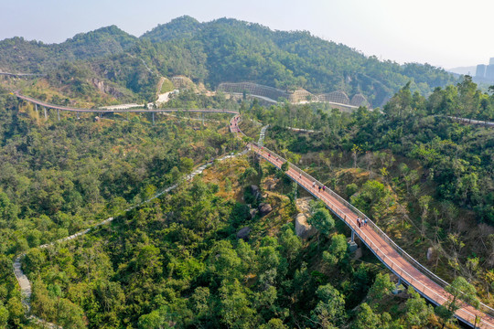 航拍珠海香山湖公园香山云道