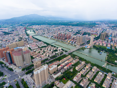 航拍河南三门峡灵宝弘农涧河