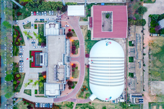 航拍河南濮阳水秀国际大剧院