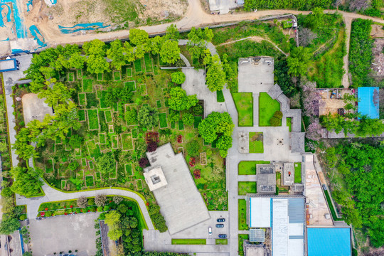 航拍河南新郑郑国车马坑景区