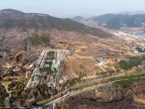 航拍河南郑州登封嵩山少林寺