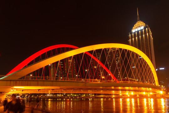天津海河夜景大沽桥