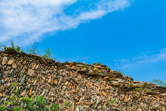 古寨遗址石头墙背景