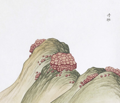 丹砂中草药国画矿石插画