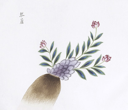 藜芦中草药国画素材插画国画