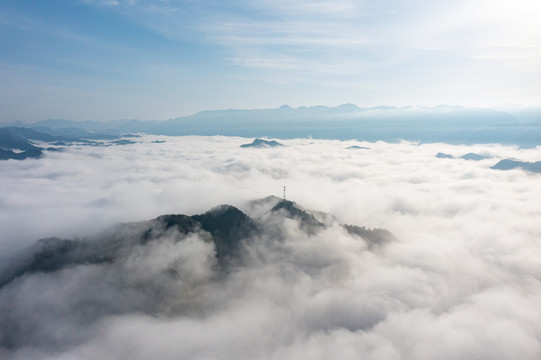 航拍湖南湘西山间云海素材