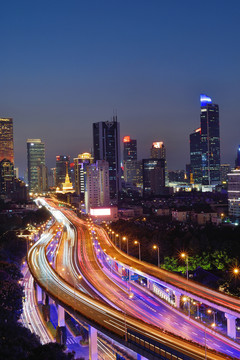 上海延安立交城市风光夜景