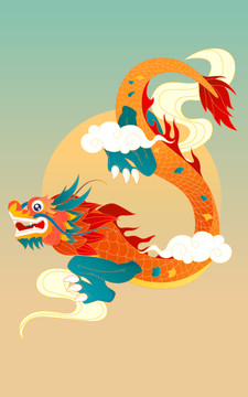 端午节中国龙传统节日习俗插画