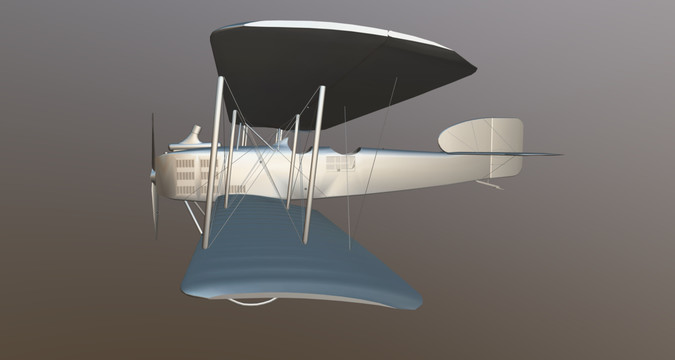 金属莱特兄弟飞机模型侧视图