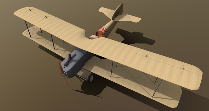 莱特兄弟飞机模型45度俯视