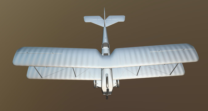 金属莱特兄弟飞机模型前顶视图