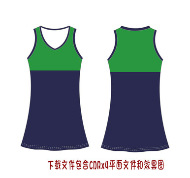 连衣群网球裙服装设计模板