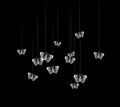 透明水晶蝴蝶吊坠婚礼手绘素材
