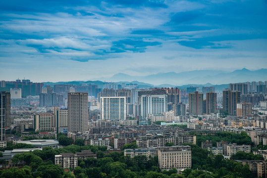 航拍湖南郴州城市风光