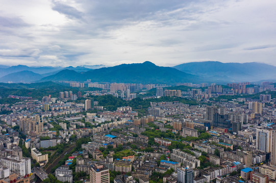 航拍湖南郴州城市风光