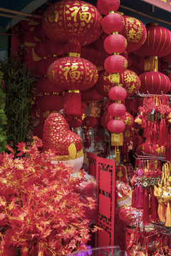 中国新年装饰品摊位