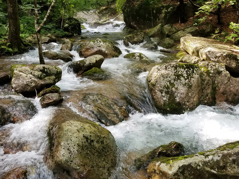 山里溪流中的岩石