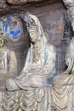 华严洞窟三圣十弟子坐像