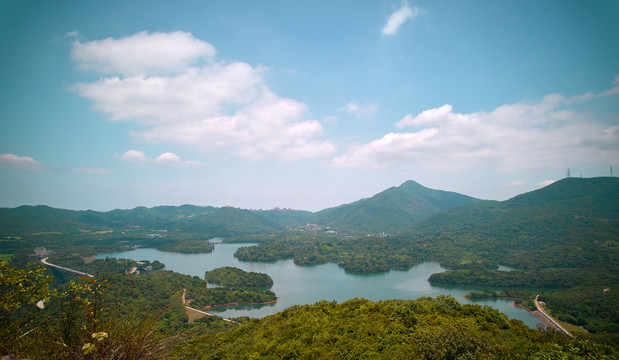 航拍深圳山水风光