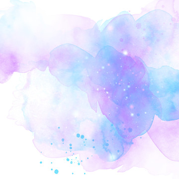 蓝紫色水彩水墨包装装饰画