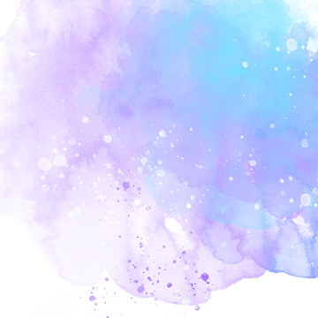 紫蓝色水彩水墨装饰画