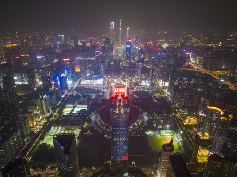 广州珠江新城中轴线夜景