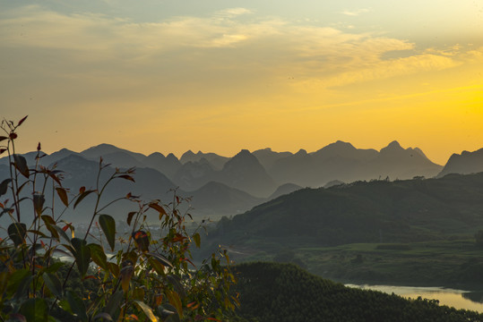 自然风景河流远山群山