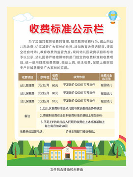 幼儿园收费标准图片