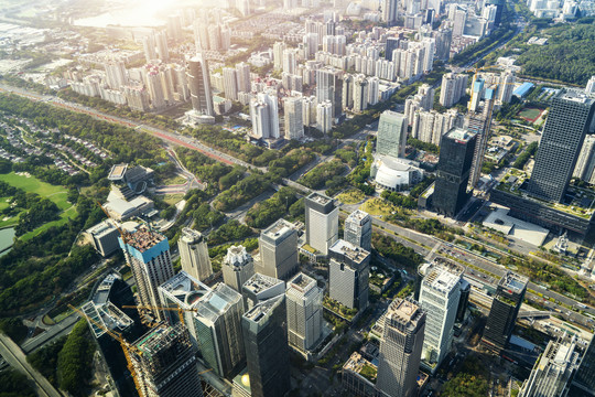 航拍广州城市建筑街景