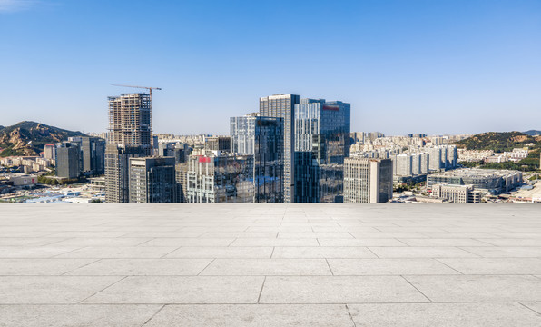 航拍青岛奥帆中心建筑景观