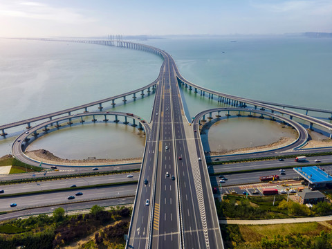 航拍中国青岛胶州湾跨海大桥