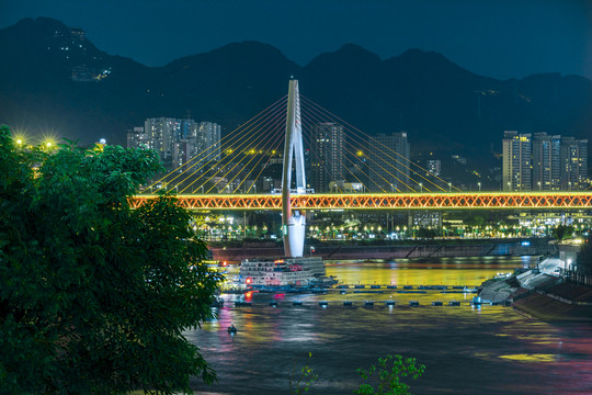 重庆夜景东水门大桥夜色