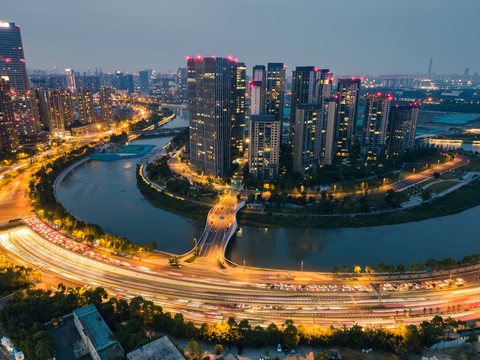 成都城市夜景风光