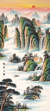 竖幅山水画