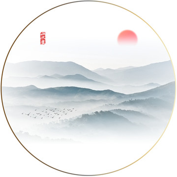 圆形山水画