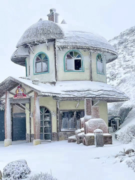 小楼雪景