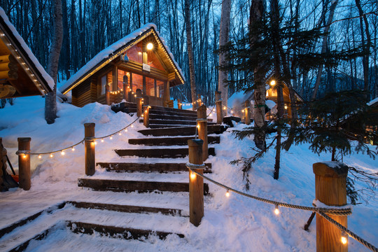 日本北海道富良野雪中木屋