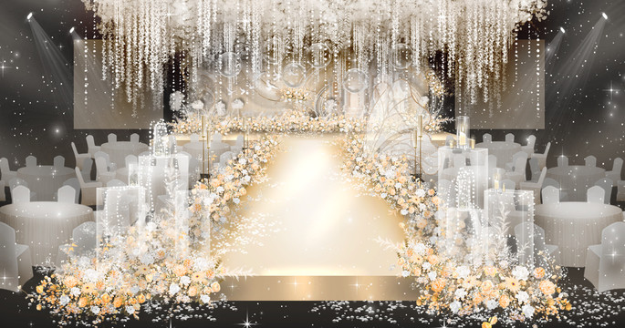 香槟色梦幻城堡韩式婚礼仪式区